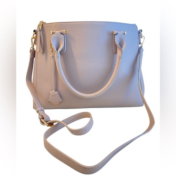 Madison West Pink Satchel Bag Large 13x10 PU Leather Removable Strap Minimalist - Picture 4 of 16